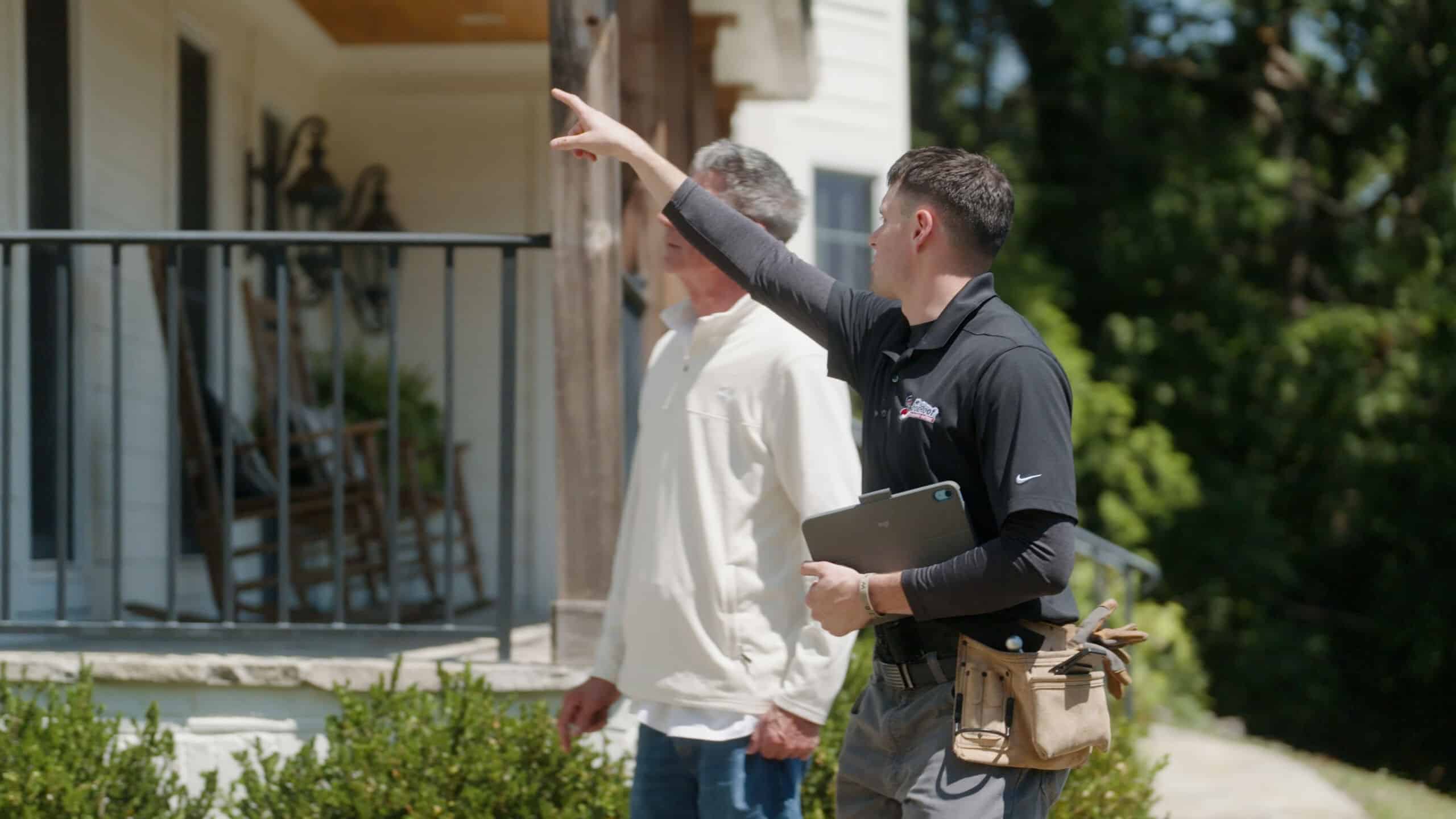 Mr GoodRoof tech helping homeowner Insurance Claims