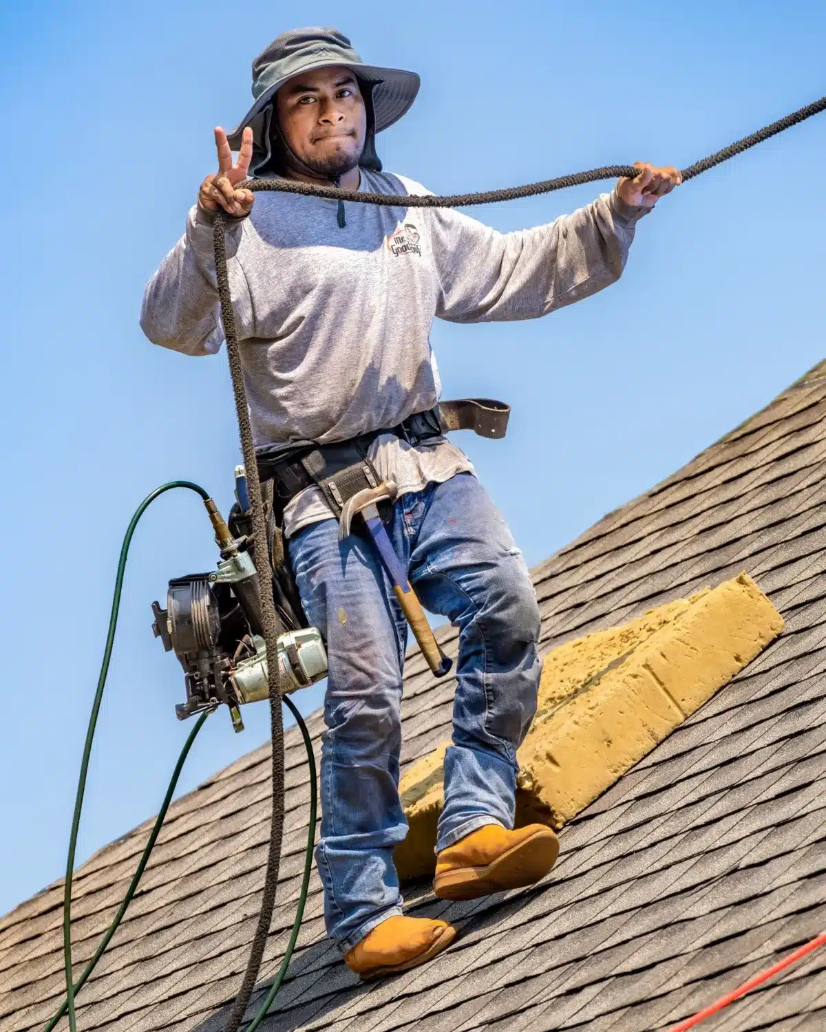 A man working on a roof