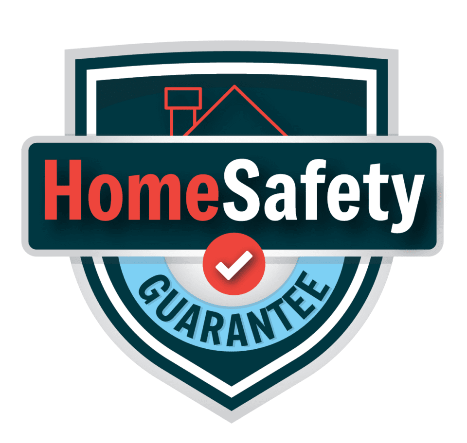 An icon the reads home safety guarantee
