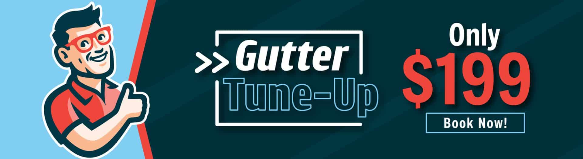 Banner with text that reads, gutter tune up only $199, book now