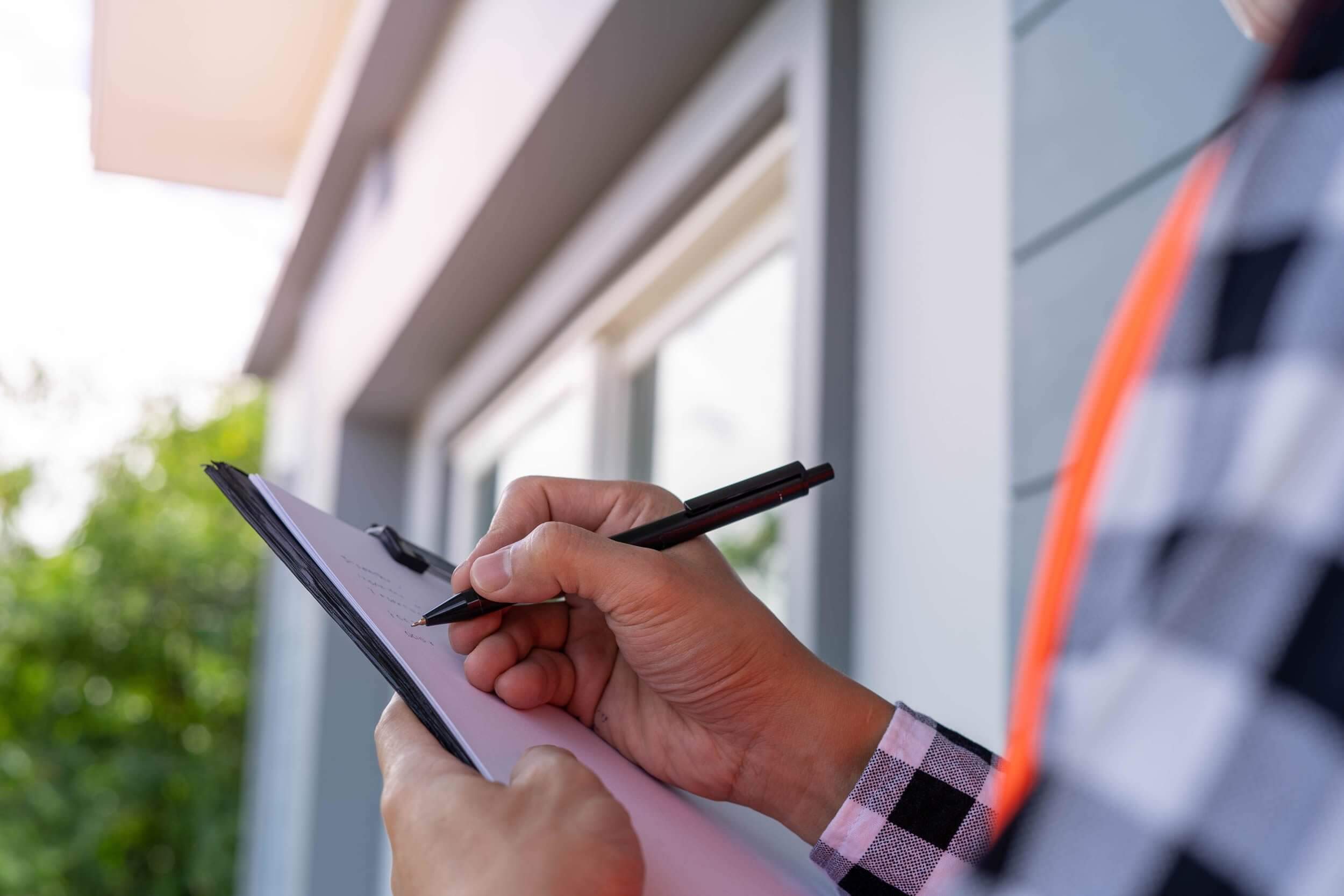 Man writing on a notebook