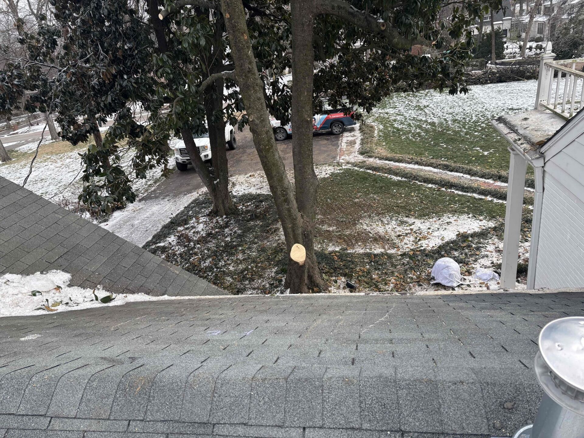 Tree damage to a roof in nashville tn