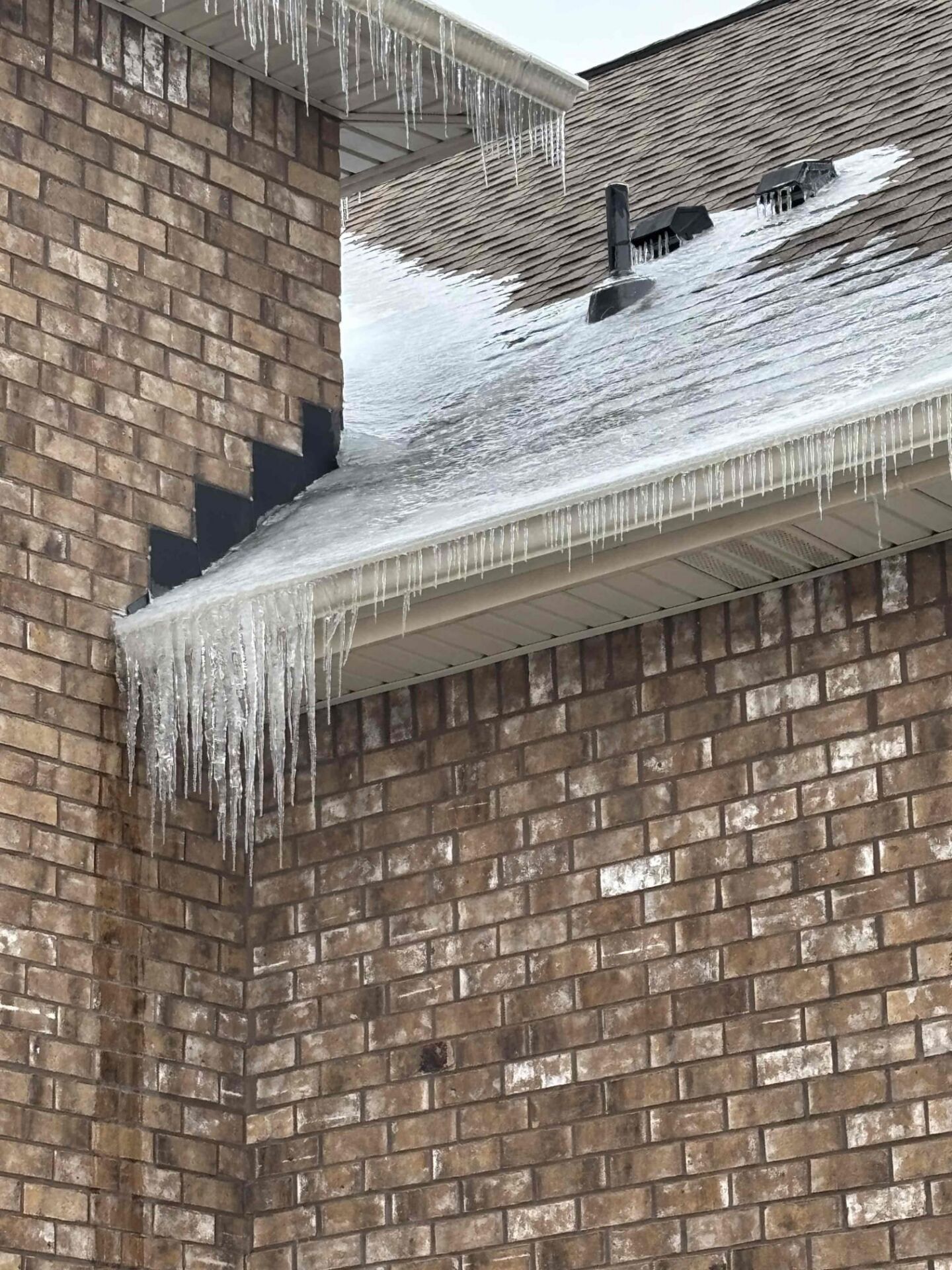 Ice dam on a roof