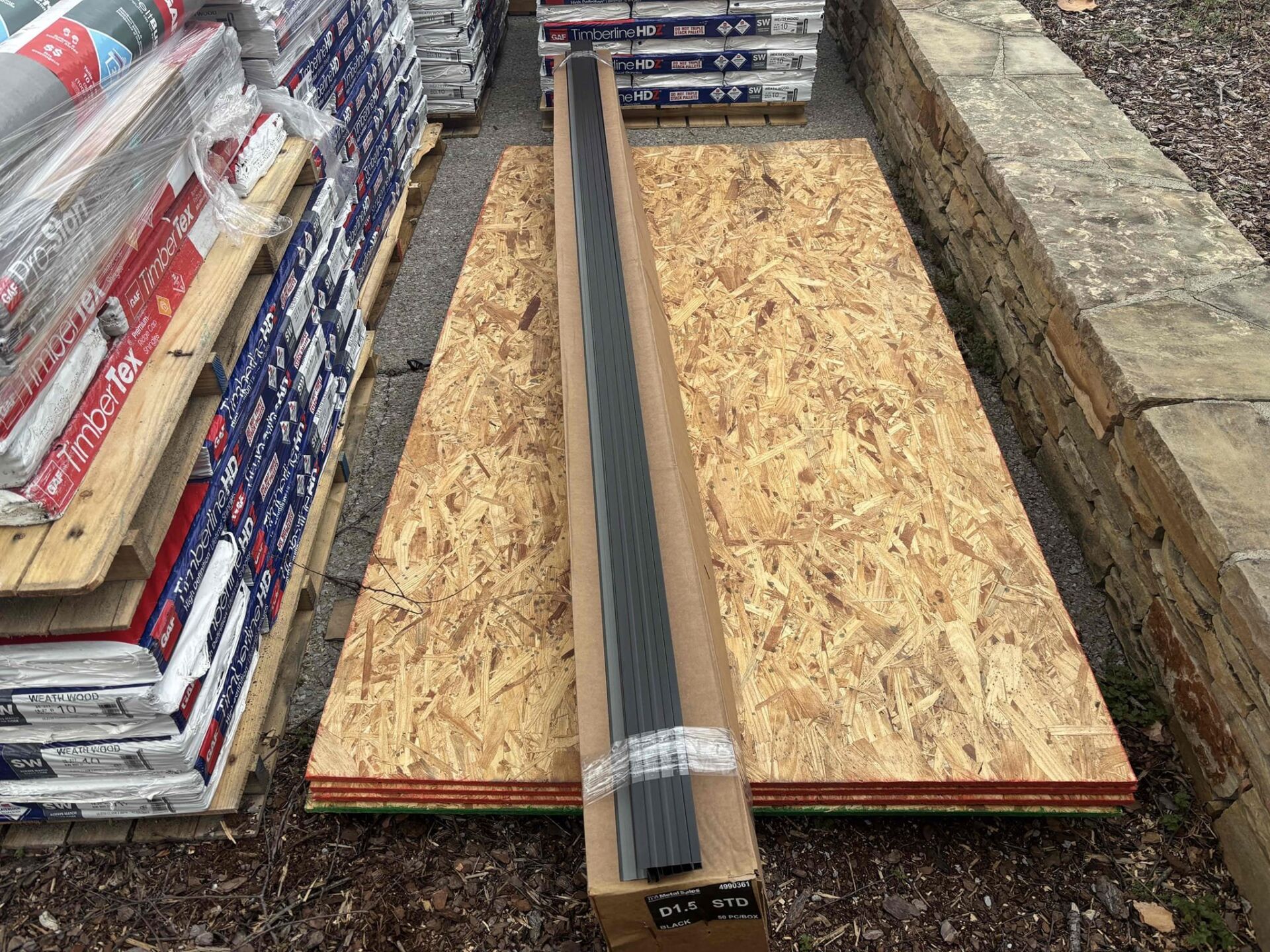 Roof decking before being installed