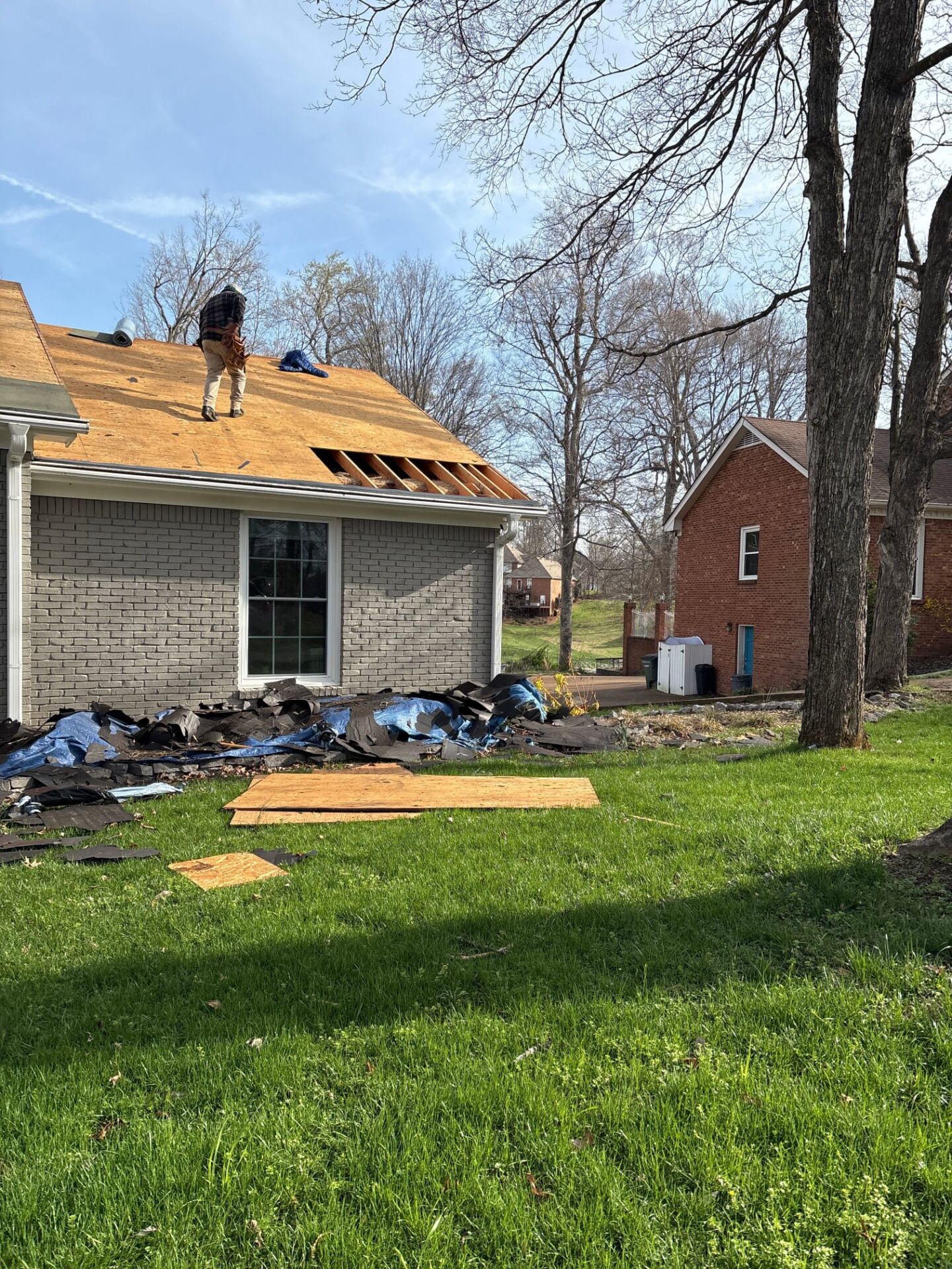 Roofing decking being installed on a roof in nashville