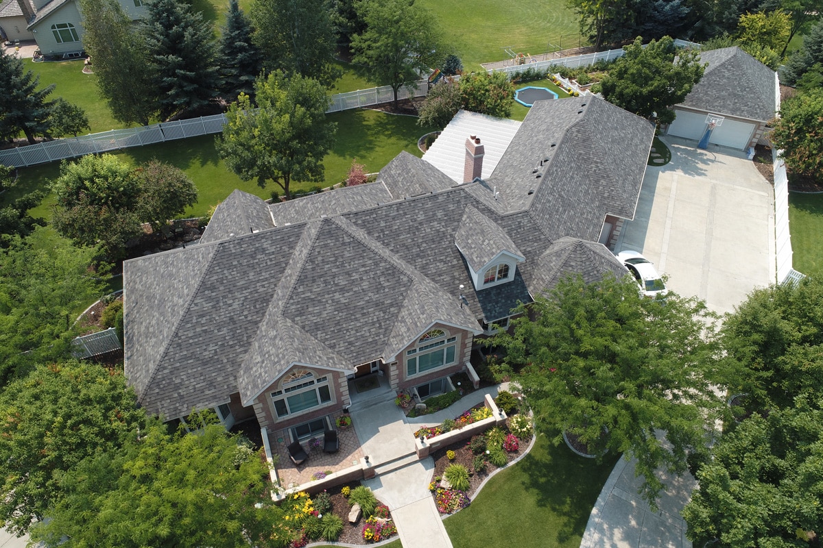 An aerial shot of a roof in nashville tn
