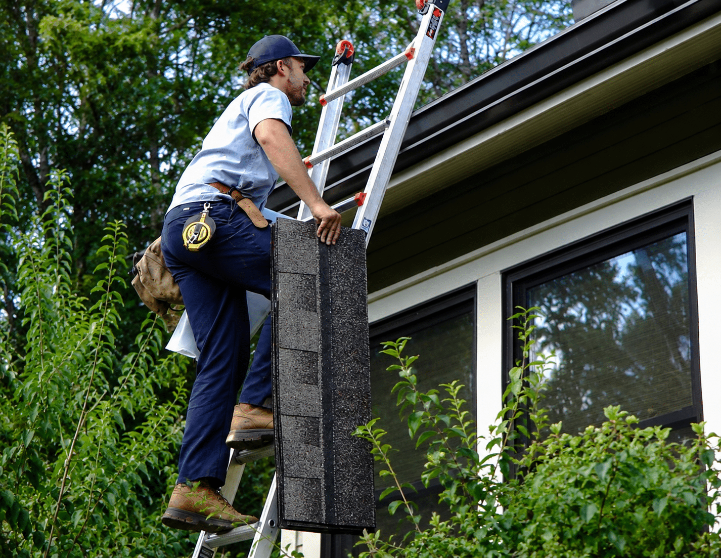 Mr. GoodRoof roof repair crew working on a Nashville roof