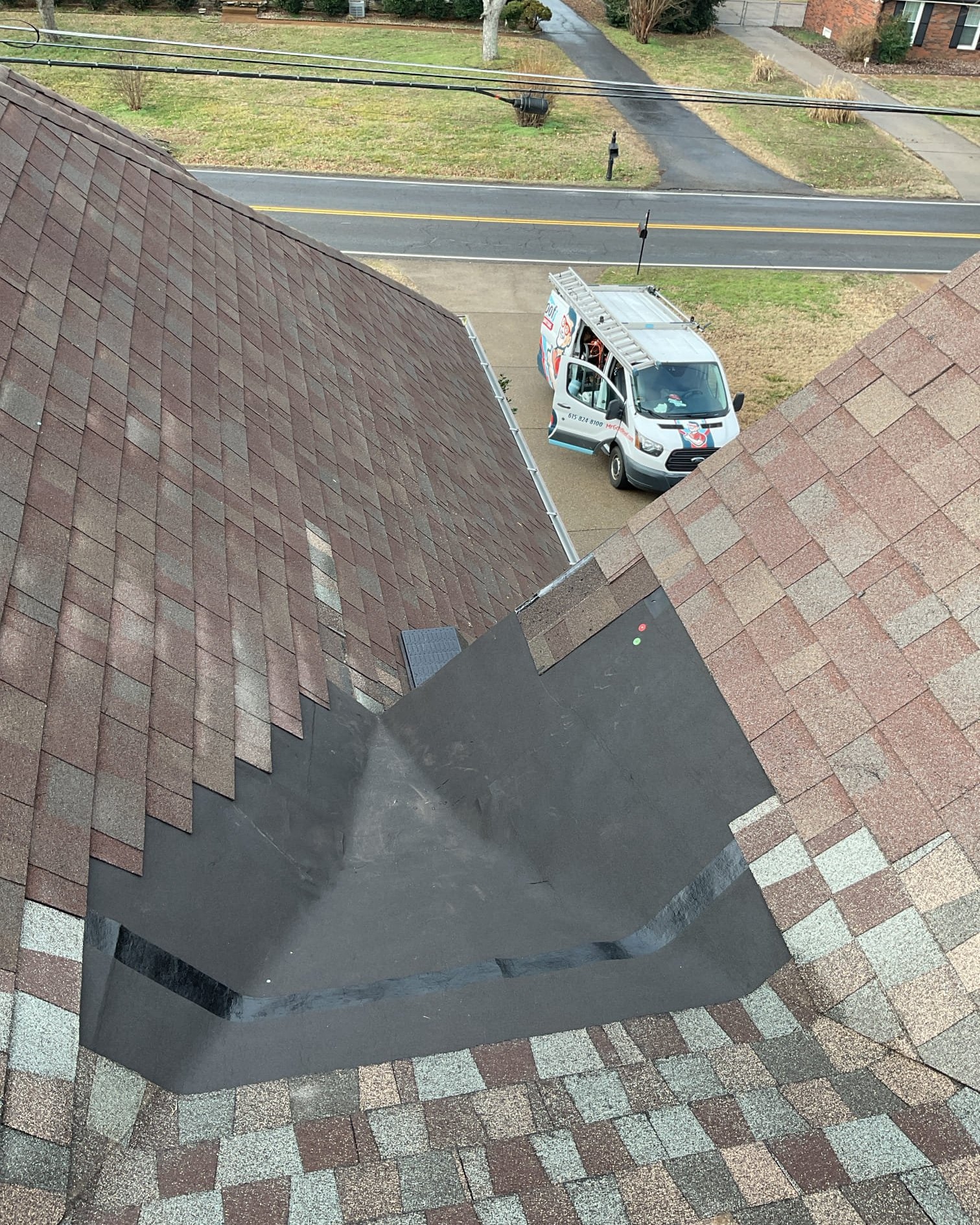 Roof valley repair completed by Mr. GoodRoof in Nashville Tennessee